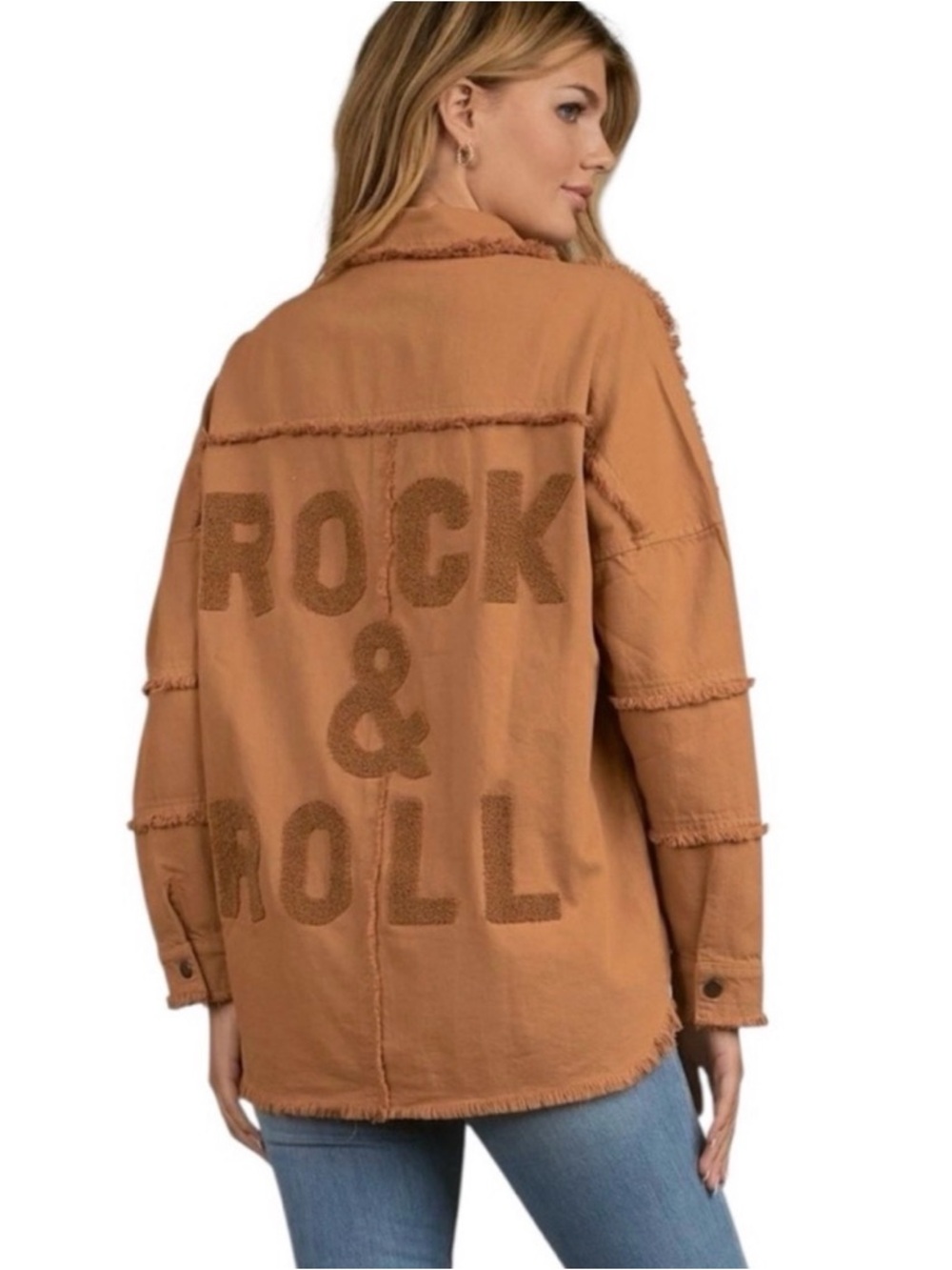 Elan Devan ‘Rock & Roll' Shacket - NWT - XL - Camel